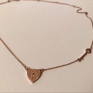 Heart Lock and Key Rose Gold Necklace